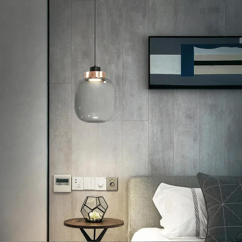 Description Picture 5 of itemNordic Style Glass LED Chandelier Minimalist Home Decoration Lamp for Bedroom Dining Room Hanging Pendant Light Ceiling Fixture