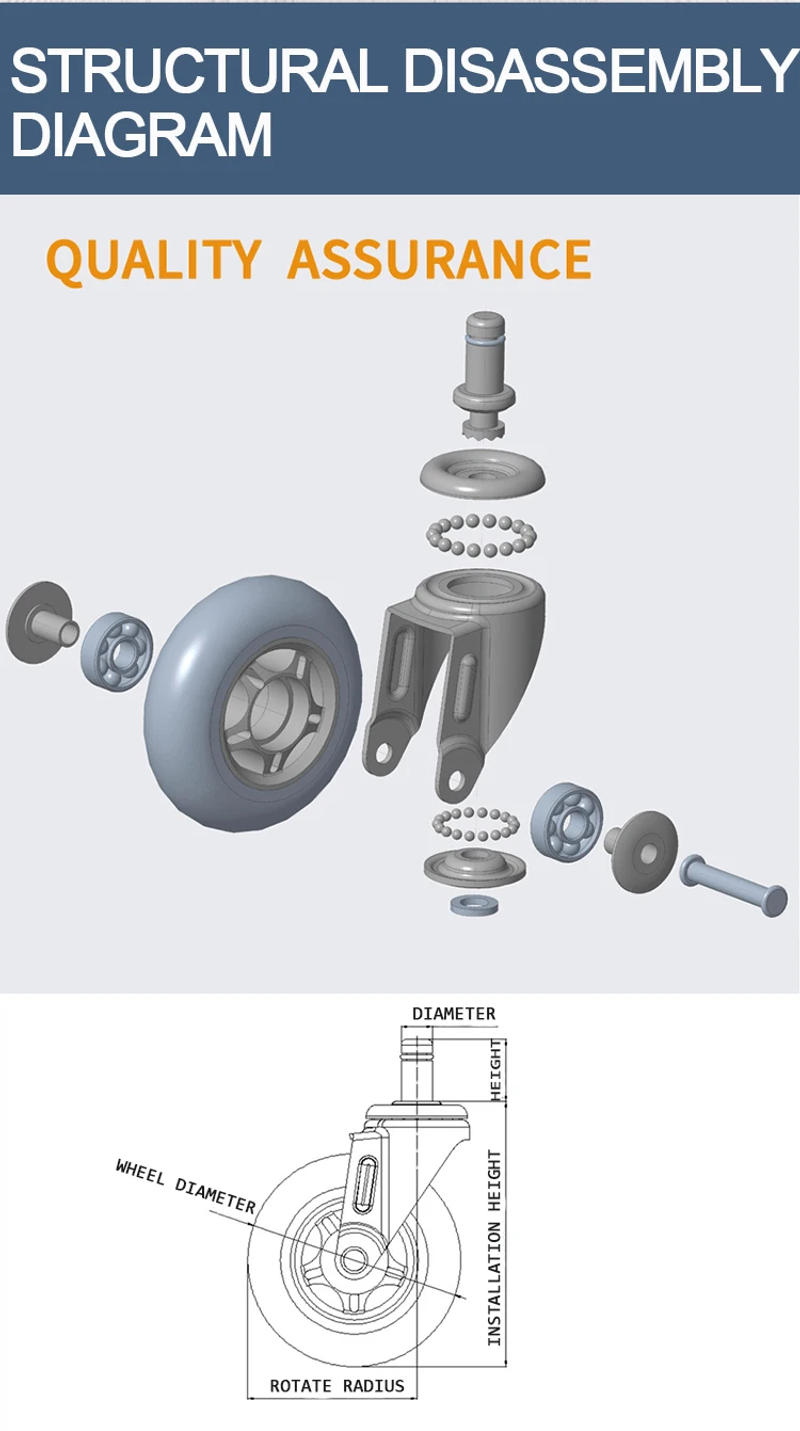 Description Picture 3 of item5pc Office Chair Replacement Caster Soft Rubber Wheels Gamer Chairs Swivel Castor Wheel Universal Roller for Furniture Household