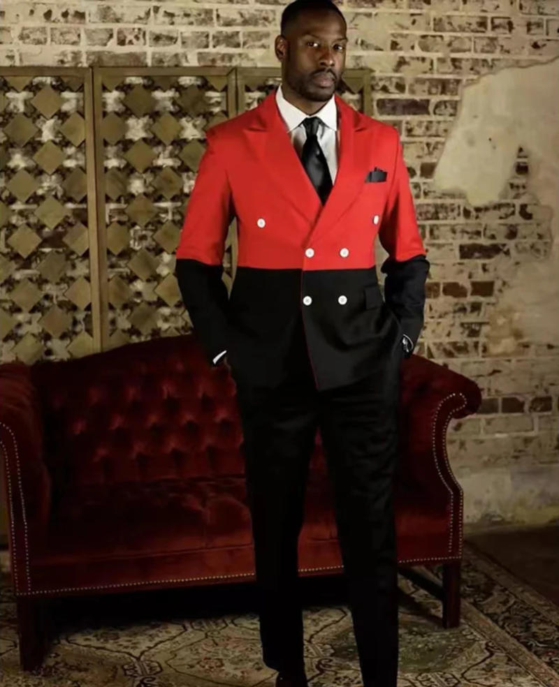 Description Picture 3 of itemMen's Two Pieces(Match Color Blazer)Tuxedos Daily Leisure Double Breasted Buttons Peak Lapel Suit