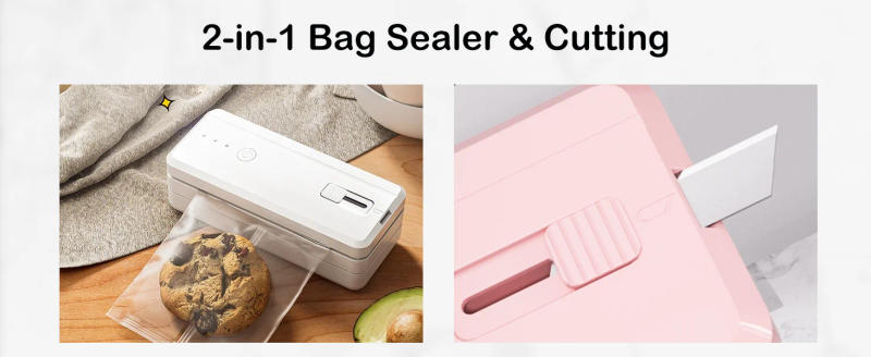 Description Picture 2 of itemPortable Sealing Machine Rechargeable Bag Sealer Cutter for Resealing Chip Snacks Kitchen Food Camping Heat Seal Storage Packing