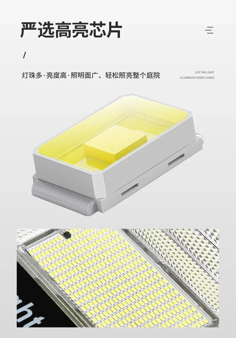 Description Picture 3 of item54-362LED Solar Flood Lights Remote Control Solar Powered Spotlight Outdoor Waterproof IP67 Villa Street Light Adjustable Angle