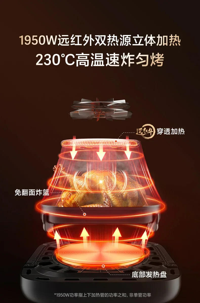 Description Picture 4 of item【Flagship New Product】Supor Dual Heat Source Air Fryer Far Infrared Visible Multi-function Intelligent 6L Large Capacity