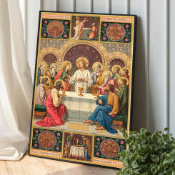 Vintage Holy Card The Last Supper Canvas Painting Christian Jesus Virgin Posters Church Living Room Home Decoration (No Frame)