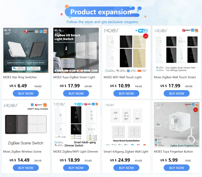 Description Picture 2 of itemWiFi Smart Wall Light Switch RF433 Push Button Transmitter Smart life Tuya App Remote Voice Control Alexa Google Home MoesHouse