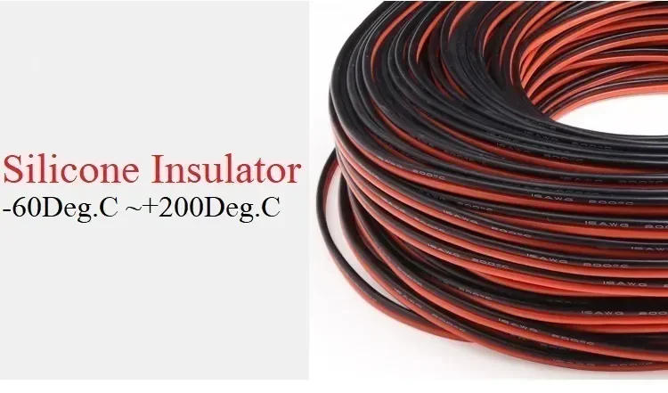 Description Picture 6 of item1/2/5m Flexible Silicone Wire 2Pins 30 28 26 24 22 20 18 16 14 12 10 8 AWG DIY LED Line Soft Rubber Tinned Copper Cable