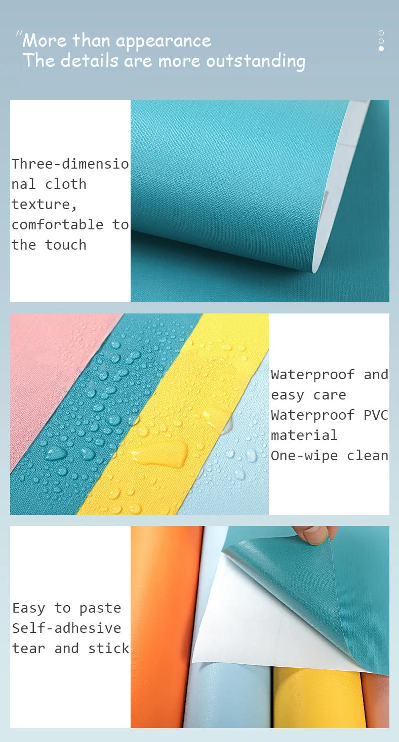 Description Picture 4 of item45cm Self-adhesive Renovation Home Cabinet Kitchen Waterproof Multicolor Wall Stickers PVC Thickened DIY Solid Color Wallpaper