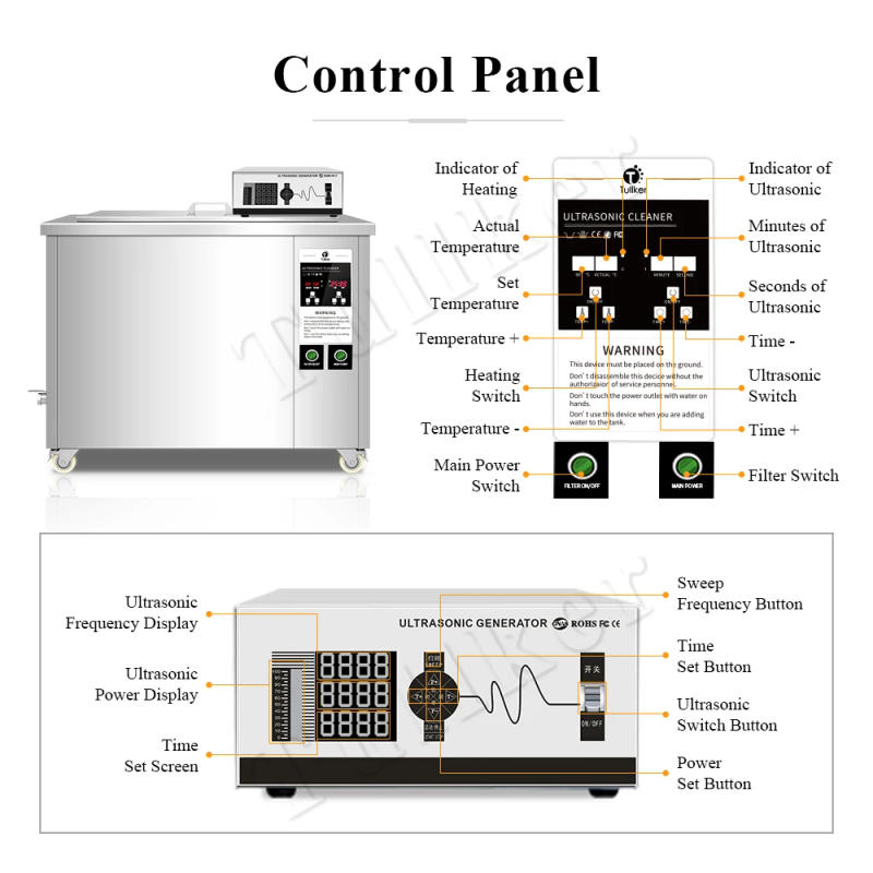 Description Picture 6 of itemTullker Industrial Ultrasonic Cleaner Bath 108L Filter System Glassware DPF Ultrasound Engine Block Oil Rust Degreasing Cleaning