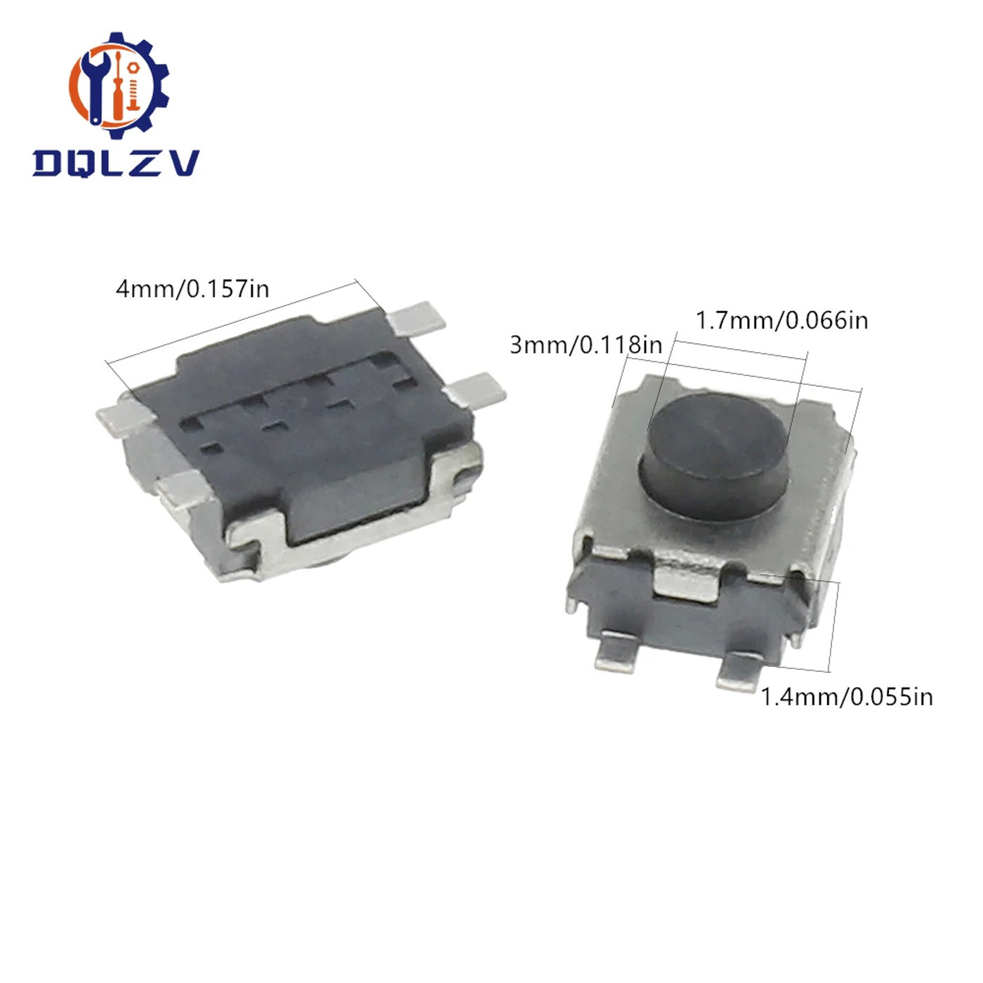 Description Picture 5 of item3*4*2 SMD 4 Pin Switch Turtle Tact Switch 3x4x2 mm 2 Feet Stand Upright With Out Pillars mini - Micro Touch Switch Button