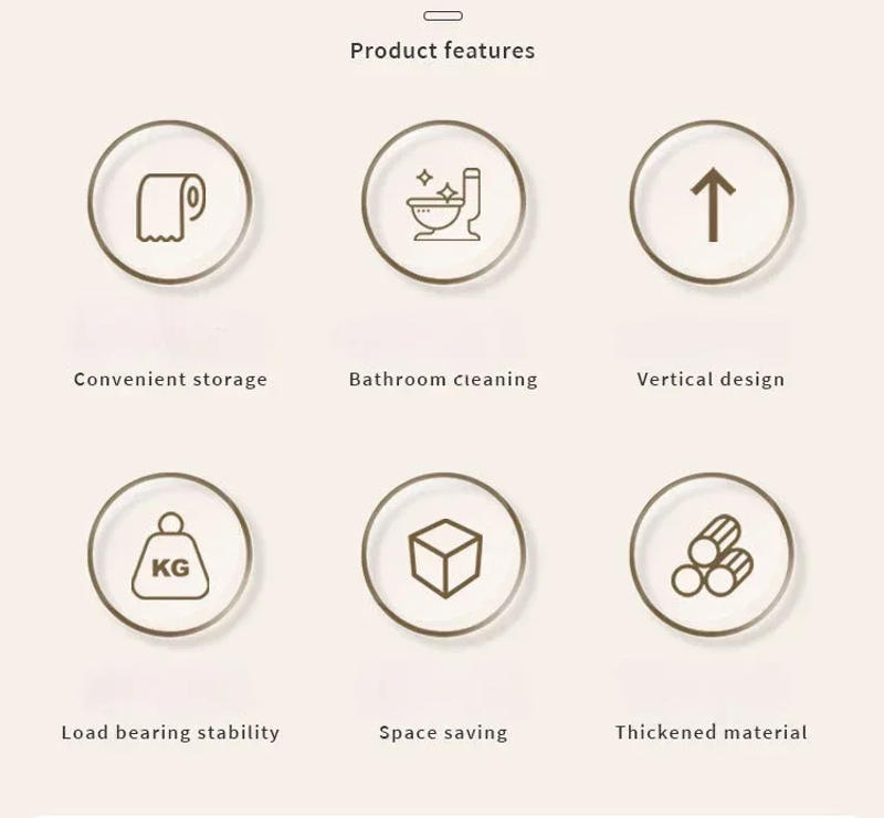 Description Picture 3 of item304 Stainless Steel Integrated Bathroom Accessories Toilet Brush Holder Floor Standing Toilet Paper Holder Cleaning Tools