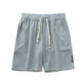 EN American Waffle ShortS Men, Summer Haute Couture Gray SportS Pants, Loose Casual Capris For Men