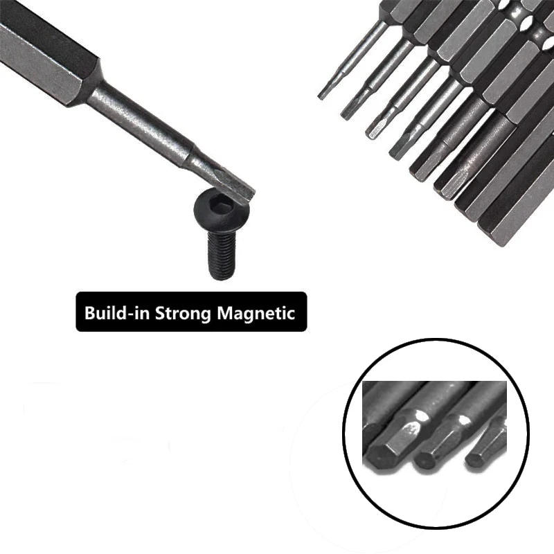 Description Picture 3 of item10pcs Hexagonal Bit Set Multi Standard Wear Resistant and Durable Imperial Size Hexagonal Bit S2 Alloy Steel Screwdriver Bit