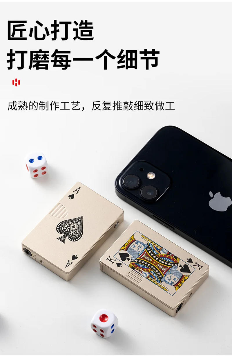 Description Picture 6 of itemNew Creative Playing Card Lighter Metal Windproof Jet Butane Inflatable Lighter Cigarette Accessories Fun Men's Lighter