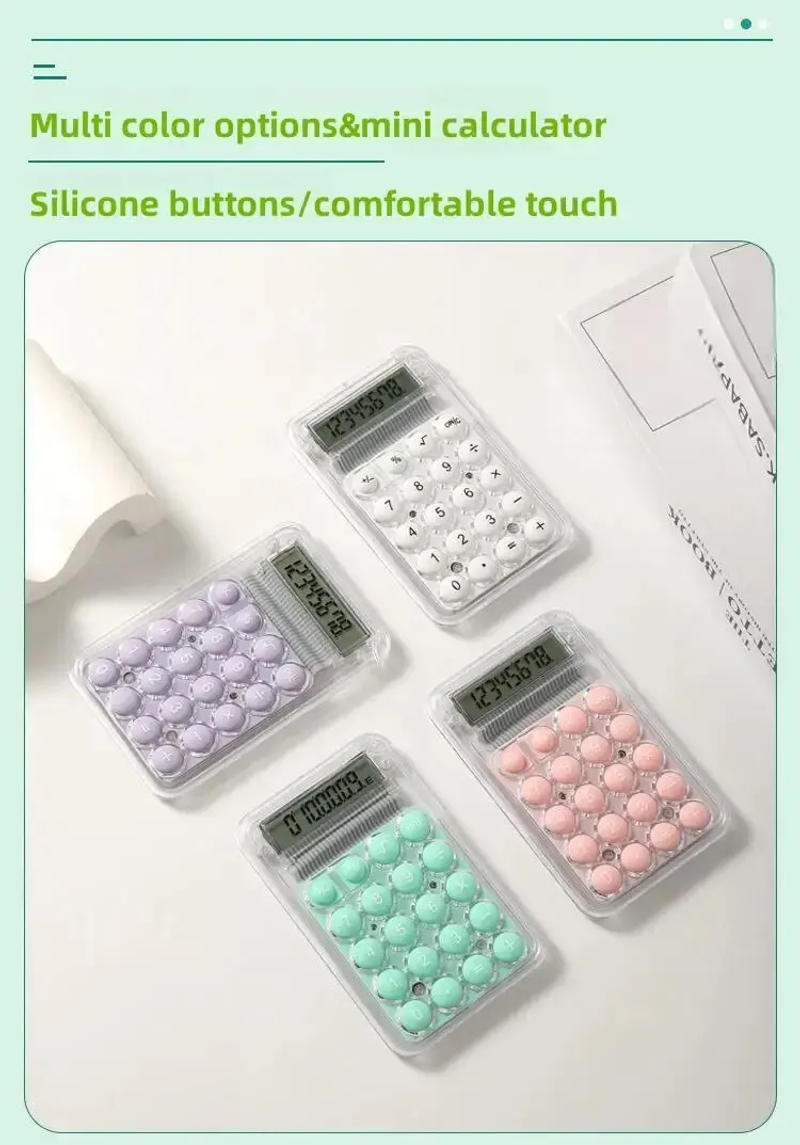 Description Picture 6 of item8 Digits Display Silence Widescreen Mini Calculator Students Portable Transparent Electronic Calculator Daily Use