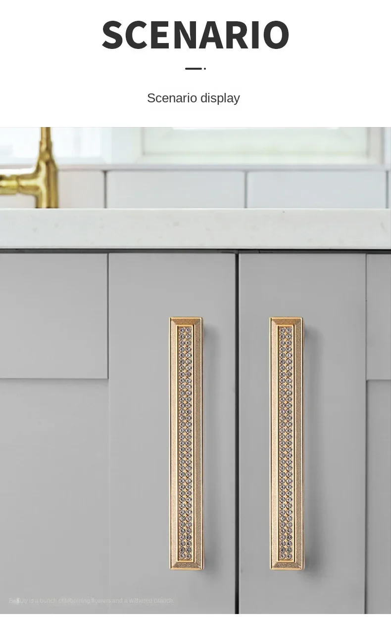 Description Picture 6 of itemGolden Handle Crystal Drawer Glass Cabinet Kitchen Decorative Hardware Hollowed Out Pull Furniture Knob Fittings Accessories