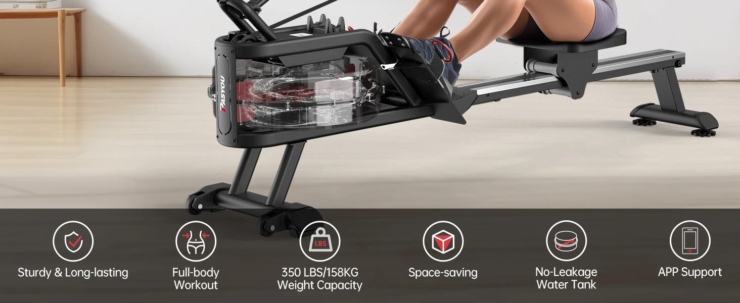 Description Picture 5 of itemWaterrower for Home - Rower Machine for Cardio Training, Water Rowing Machine with Dedicated Monitor & Bluetooth, 350LBS
