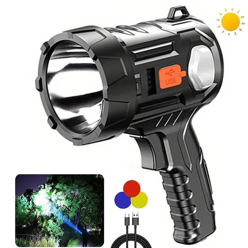 Description Picture 3 of itemSuper Bright Rechargeable LED Spotlight with Long-Lasting Battery - for Outdoor Camping and Floodlighting With 3-Color Filter