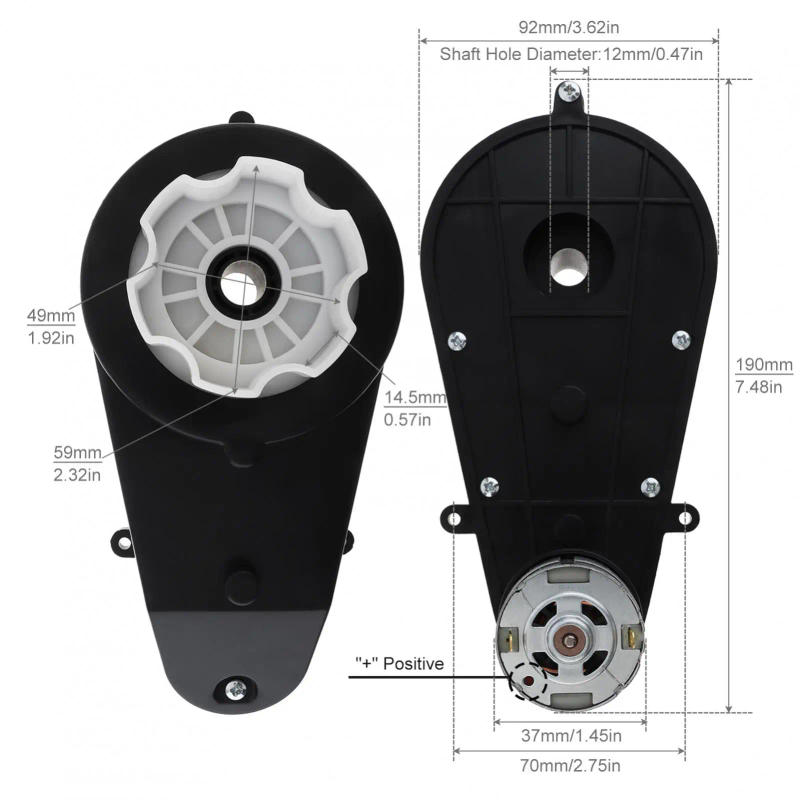 Description Picture 4 of item6V/12V/24V RS550 Kids Ride On Toys Car Motors Children Car Wheels Gearbox High Speed DC Motor for Remote Control Car SUV Parts