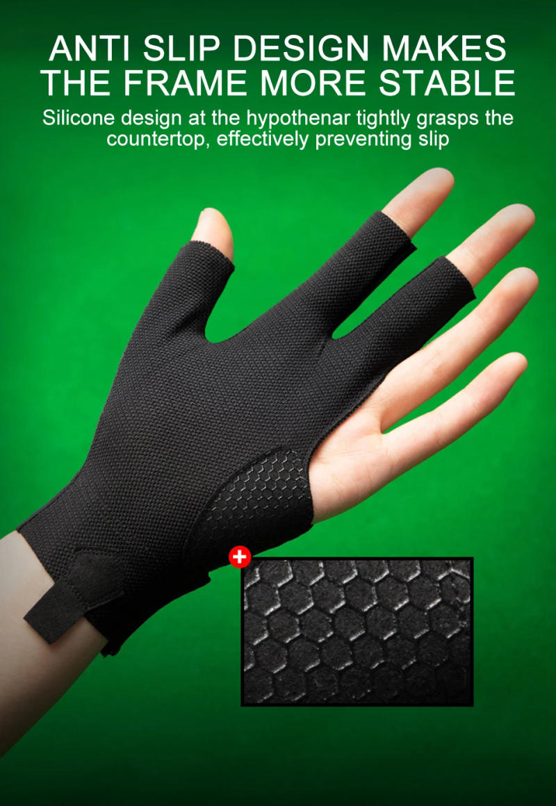 Description Picture 6 of itemKoKossi Billiards Gloves Three Finger Lightweight Breathable Exposed Finger Anti slip Snooker Anti slip 1Pcs Table Tennis Gloves