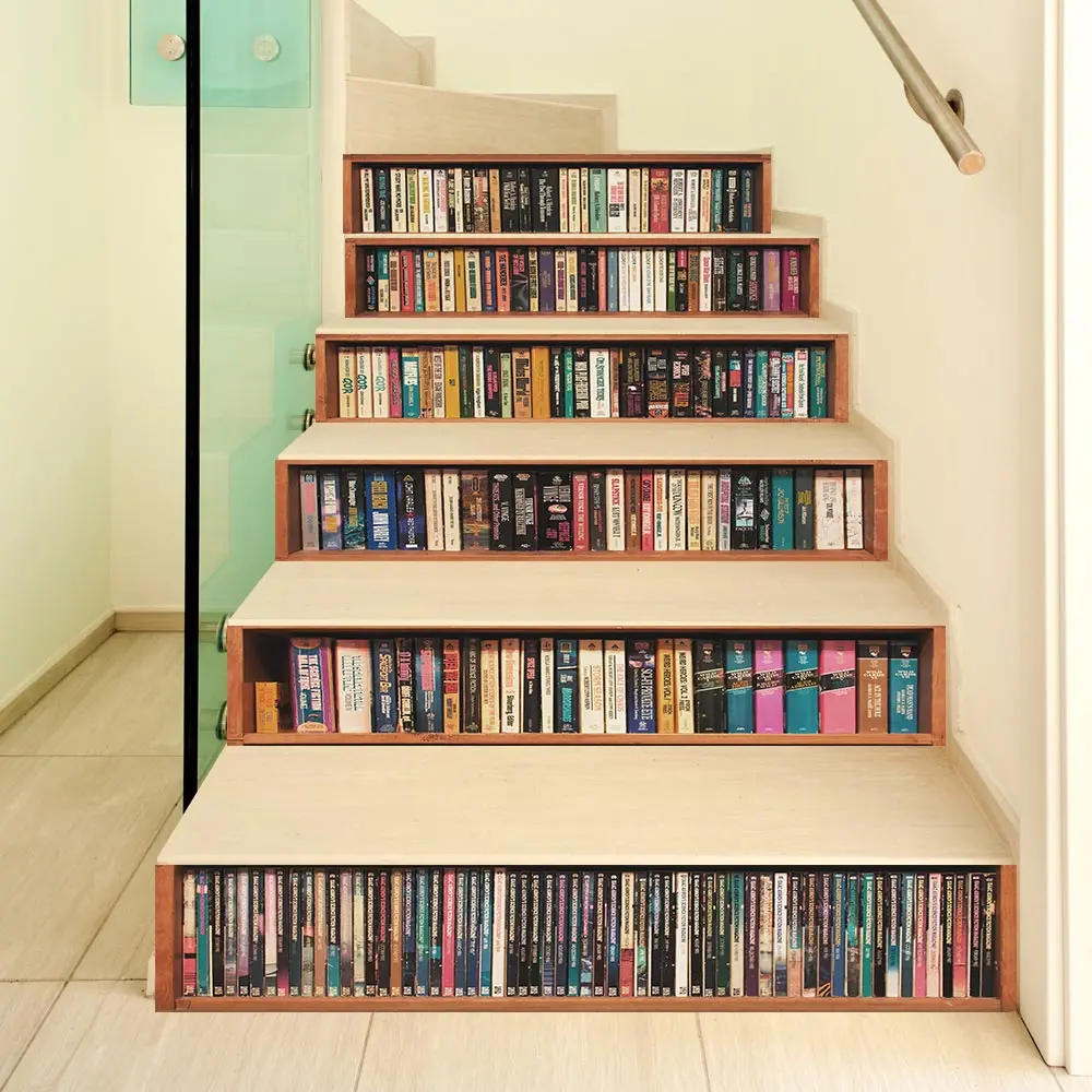 Description Picture 5 of item6 Pcs Artistic Stairs Stickers Self Adhesive Waterproof Vinyl Floor Stickers Wall for Bathroom Staircase Decoration Home Decor
