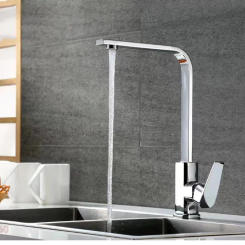 Kitchen Faucet Full Copper Square Tube Seven-shaped Hot and Cold Dual-use Faucet Sink Faucet With Water Inlet Pipe