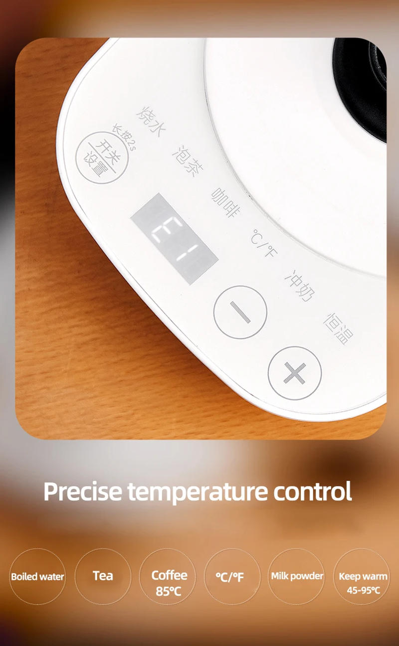 Description Picture 5 of item110V/220V Electric Kettle Hand Brew Coffee Pot Gooseneck Kettle Slender Mouth Pot Temperature Control Water Jug Teapot 1000W