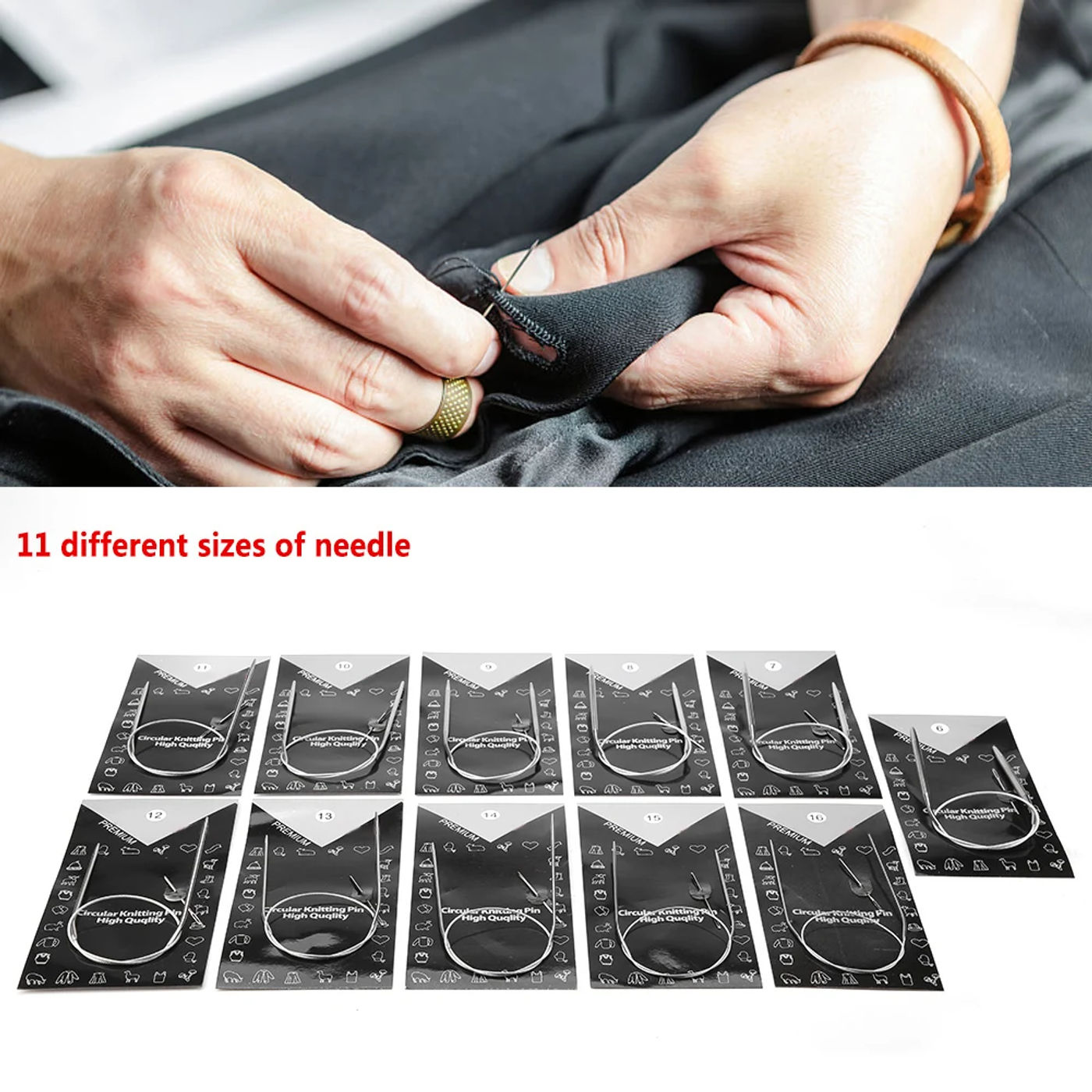 Description Picture 5 of item11Pcs 43/65/80cm Multi size Circular Knitting Needle Stainless steel Handcraft Sweater Weave Needle Set