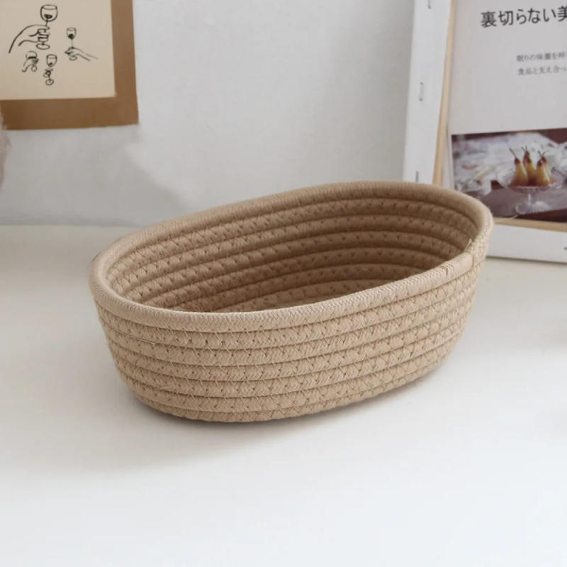 Description Picture 6 of itemHand Woven Storage Basket Storage Box Desktop Sundries Storage Basket Cosmetics Snack Porch Cotton Thread Storage Basket Gift
