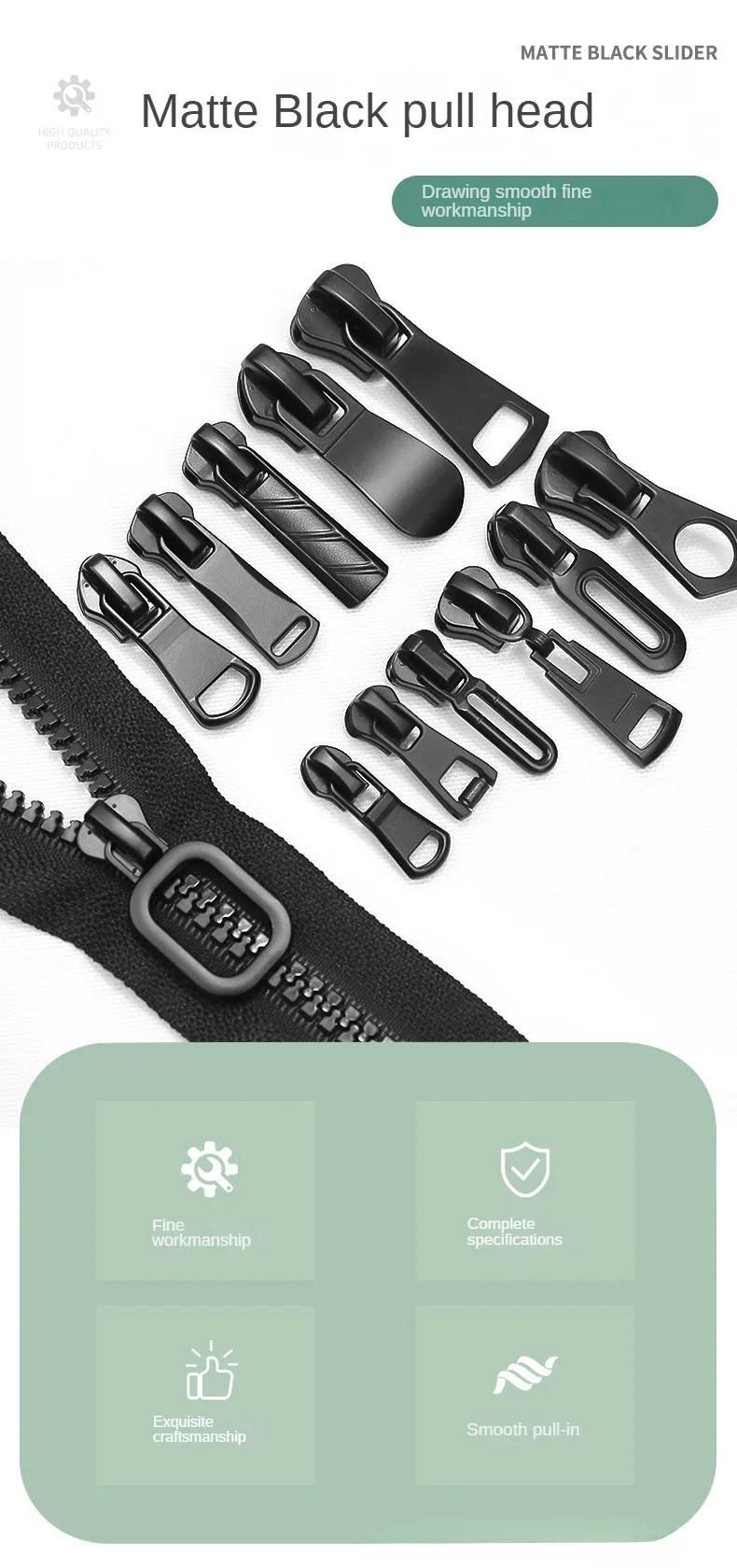 Description Picture 2 of itemNo. 3, No. 5, No. 8 nylon metal resin metal zinc alloy zipper puller