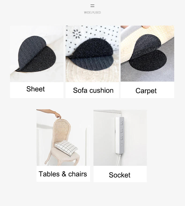 Description Picture 3 of item5-30Pair 60mm Round Hook and Loop Fasteners Tape Nylon Sticker Self Adhesive Mounting Double Sided Tape For Carpet Anti Slip Mat