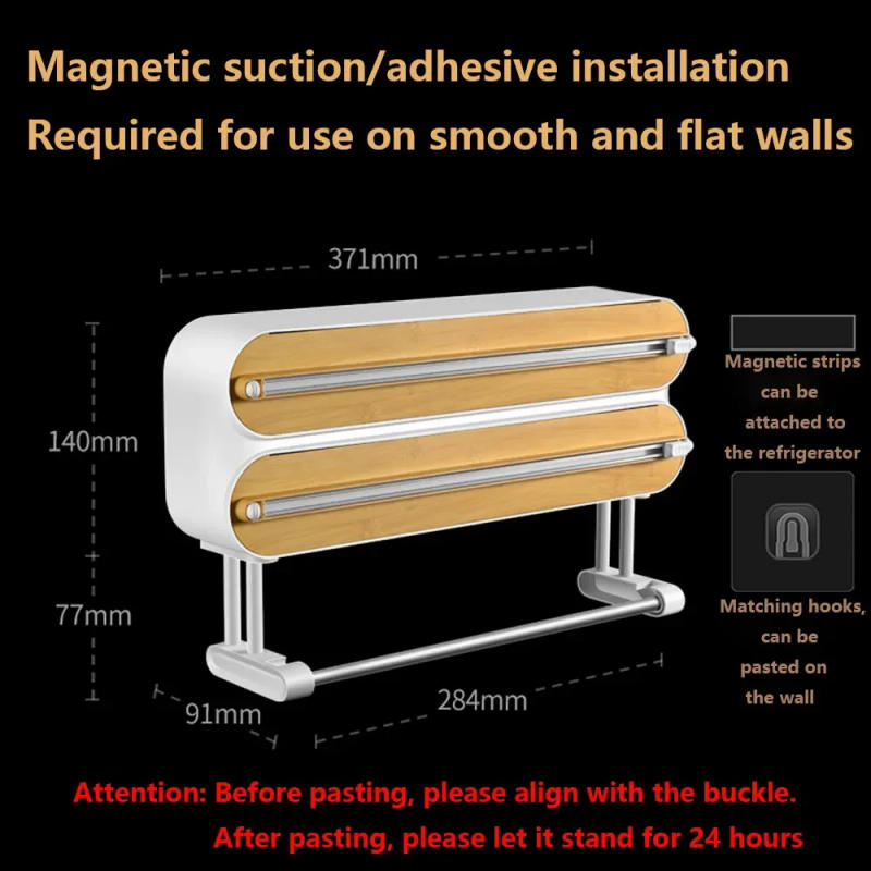 Description Picture 3 of item3in1 Plastic Wrap Dispenser Magnetic & Self adhesive Cling Film Dispenser Cutter Kitchen Tool Aluminum Foil Baking Paper Cutter