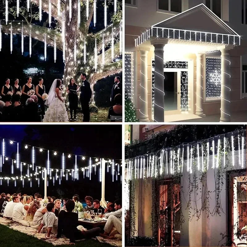 Description Picture 5 of item16/24/32 Tubes New Year Garland LED Meteor Shower Rain String Lights Party Christmas Tree Decoration for Street Halloween Decor