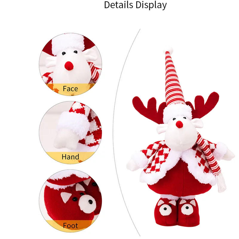 Description Picture 5 of itemSanta Stretchable Plush Doll, Christmas Decorations Doll Santa Claus Standing Doll Snowman Elk Telescopic Decor