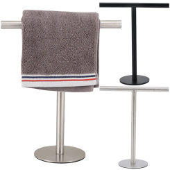 Stainless Steel Towel Rack Free Standing T-Shape Towel Bar Rack with Heavy Base for Bathroom Kitchen Vanity Countertop