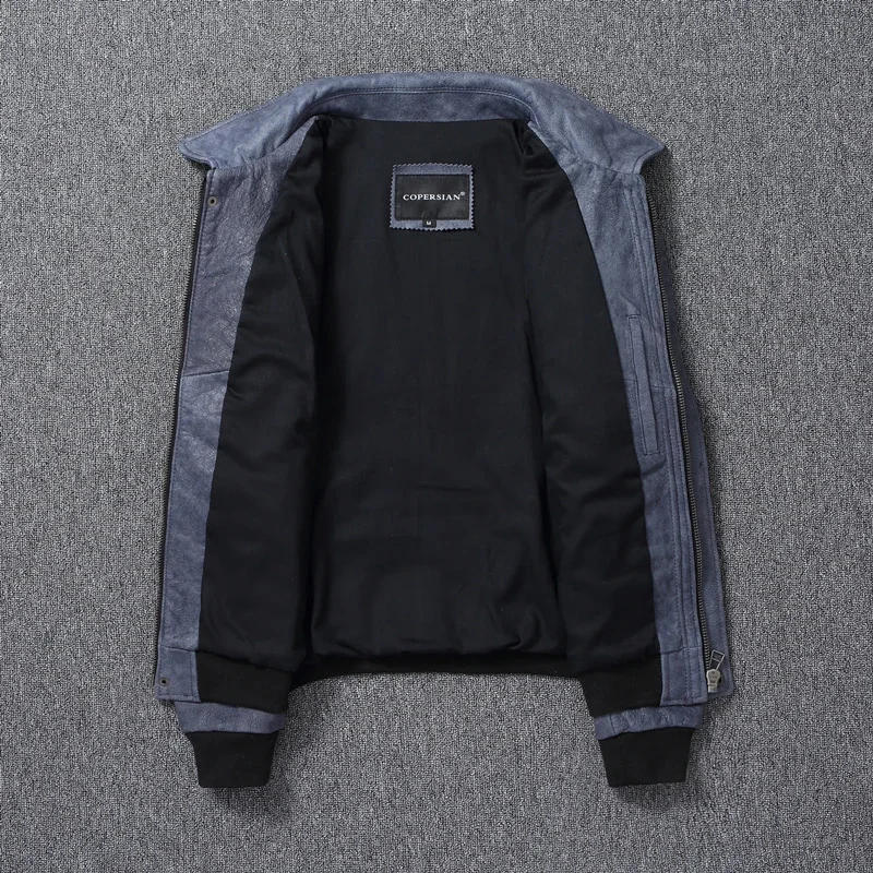 Description Picture 5 of itemSkull Embroidered Bomber Clothes Aviator Military A2 Flight Coat Top Layer Cow Men Genuine Leather Jacket Autumn 2024 New