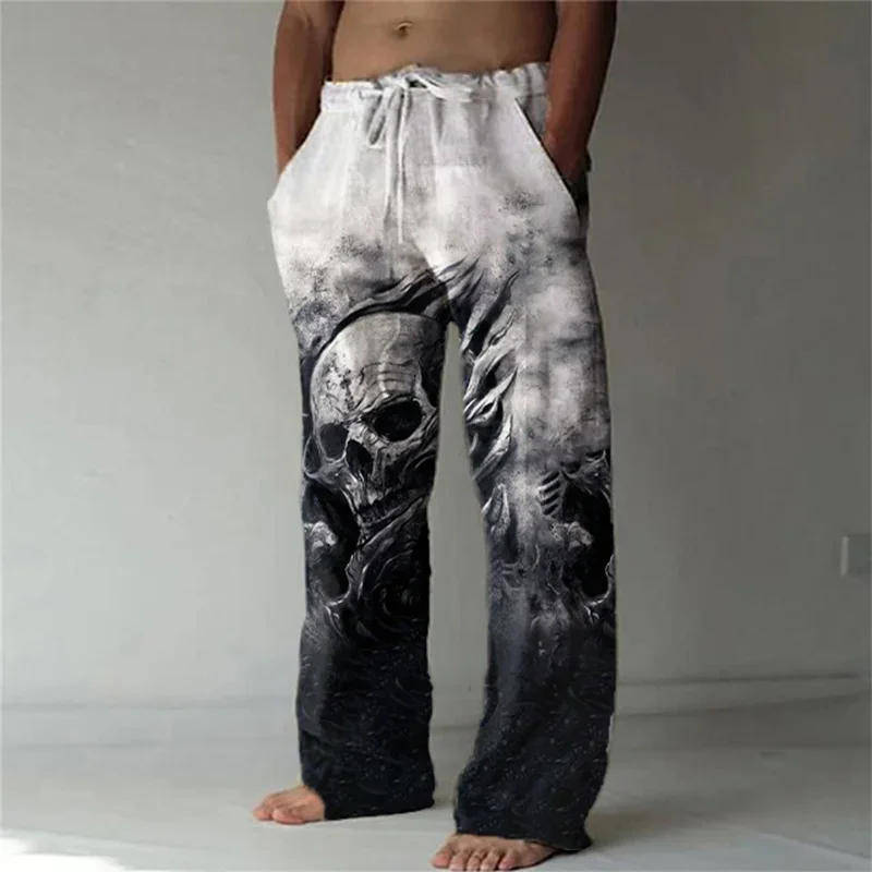 Description Picture 5 of itemCasual Pants for Men's Loose Fitting Straight Leg Pants, Skull Print Casual Sports Pants