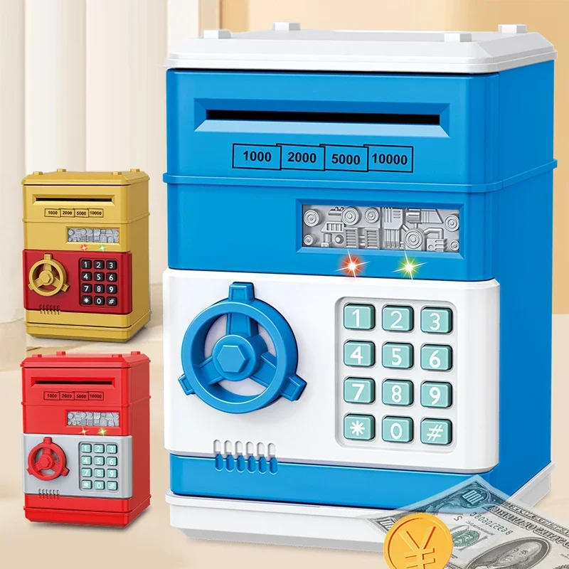 Description Picture 6 of itemCreative Piggy Bank Automatic Mini Safe Coins Cash Saving Money Box Password Counter Code Key Lock Coin Bank ATM Child Gift