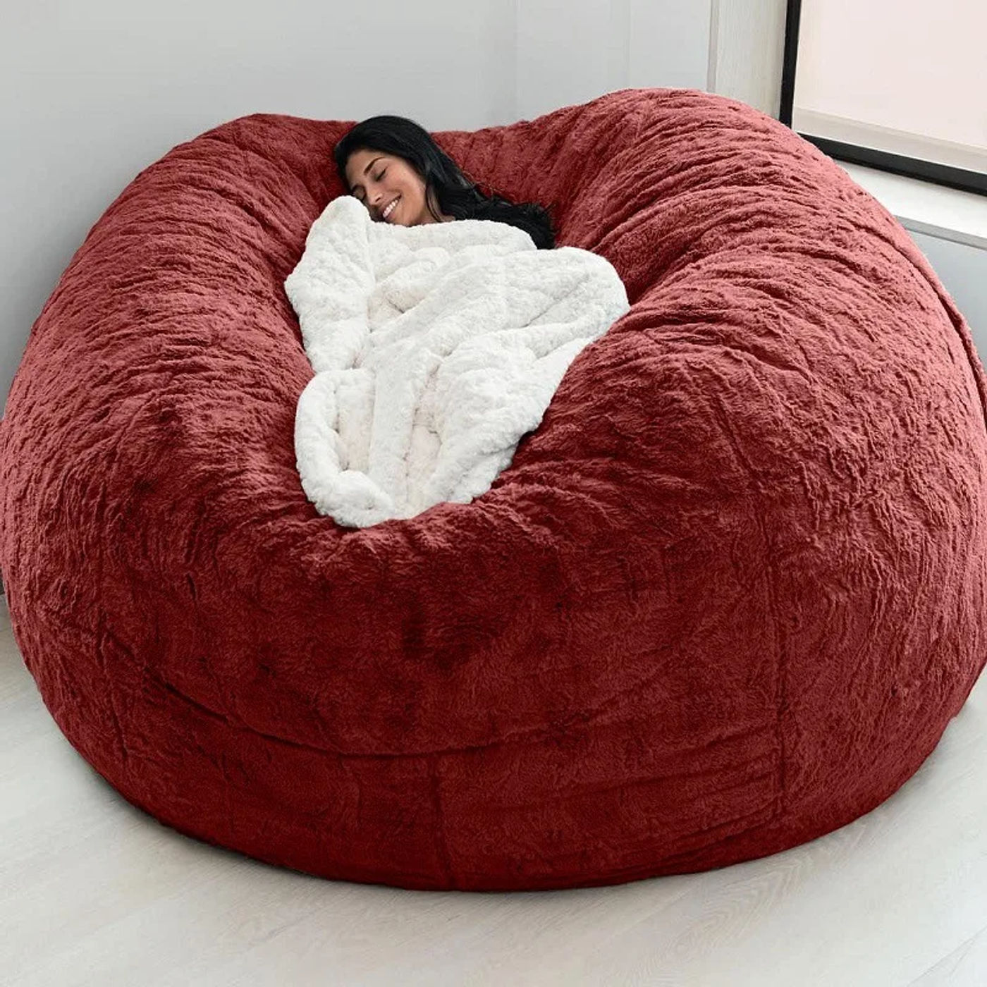 Description Picture 6 of item1PC Lazy Sofa Bean Bag Faux Fur Bean Bag Bean Couch Bean Bag Chair Bean Bag Chair with Filling Giant Bean Bag Bean Bag Bean Bag