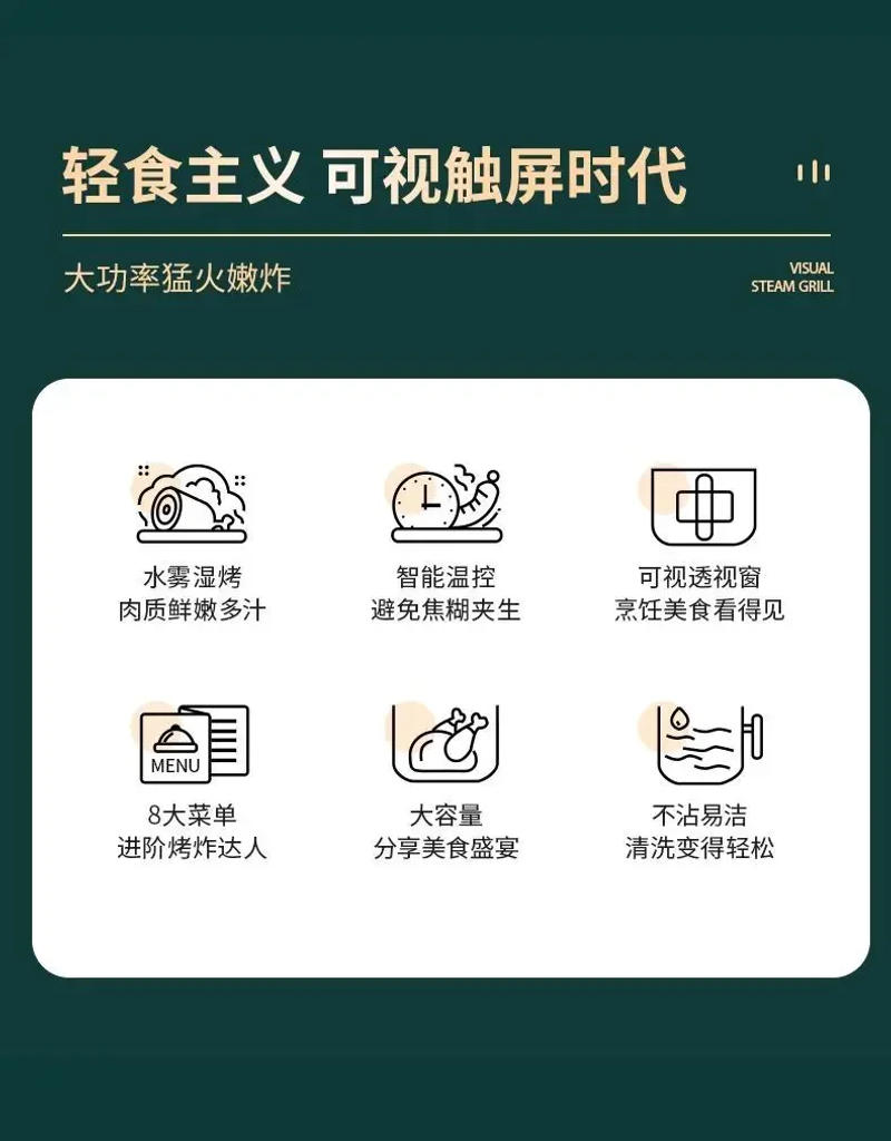 Description Picture 3 of itemMeiling's new smart oil-free air fryer large-capacity household multi-functional fully automatic visual home oven French fries