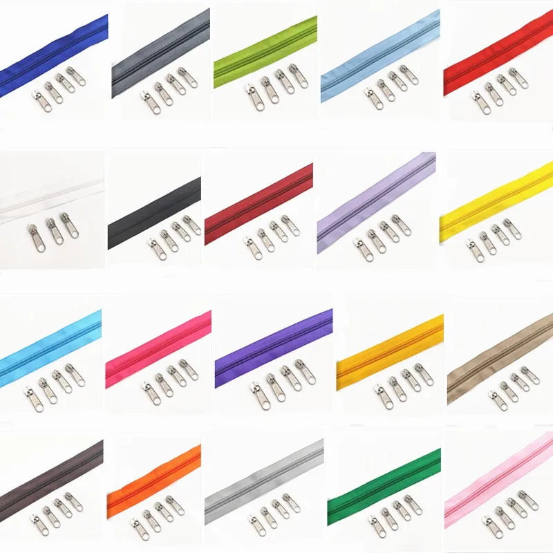 Description Picture 3 of item1/2/3/5/8/10 Meters 5# Long Nylon Zippers Rolls with 2/4/6/10/16 /20 Pieces  Zipper Slider For Tailor Sewing Accessories