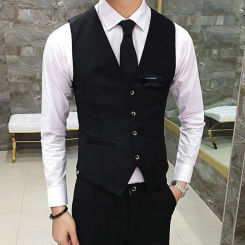 Fake Pockets Waistcoat Men Waistcoat Elegant V-neck Men's Suit Vest for Formal Business Attire Slim Fit for Groom