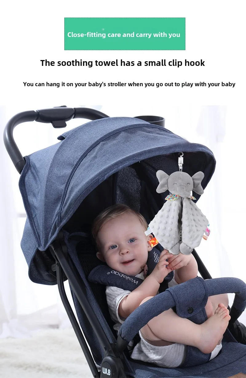 Description Picture 5 of itemElephant Baby Comforter Blanket Soft Appease Towel Baby Rattle Animals Toys Soothe Reassure Sleeping Towel Lathe HangingToddler