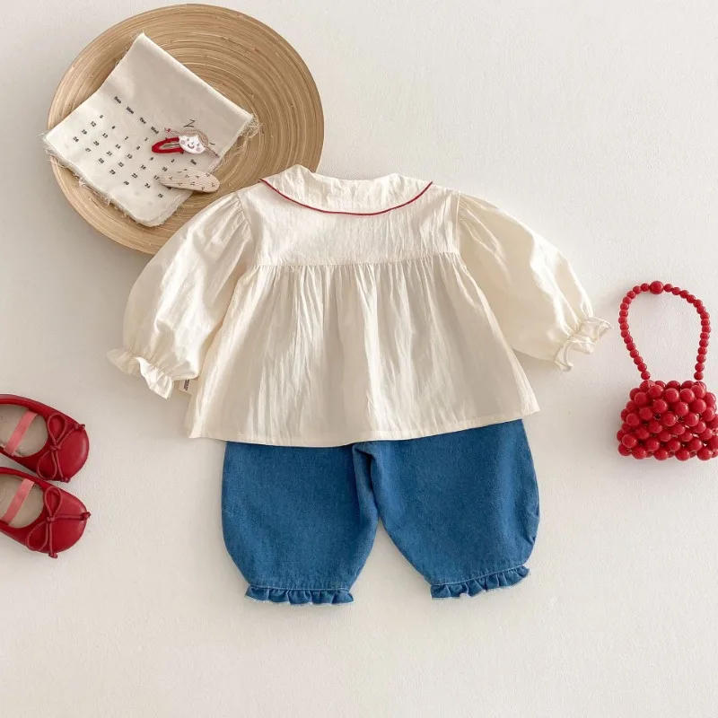 Description Picture 6 of itemGirls Fashion Shirt 2025 New Spring Baby Korean Long Sleeve Shirt Children Spring Strawberry Peter Pan Collar Top