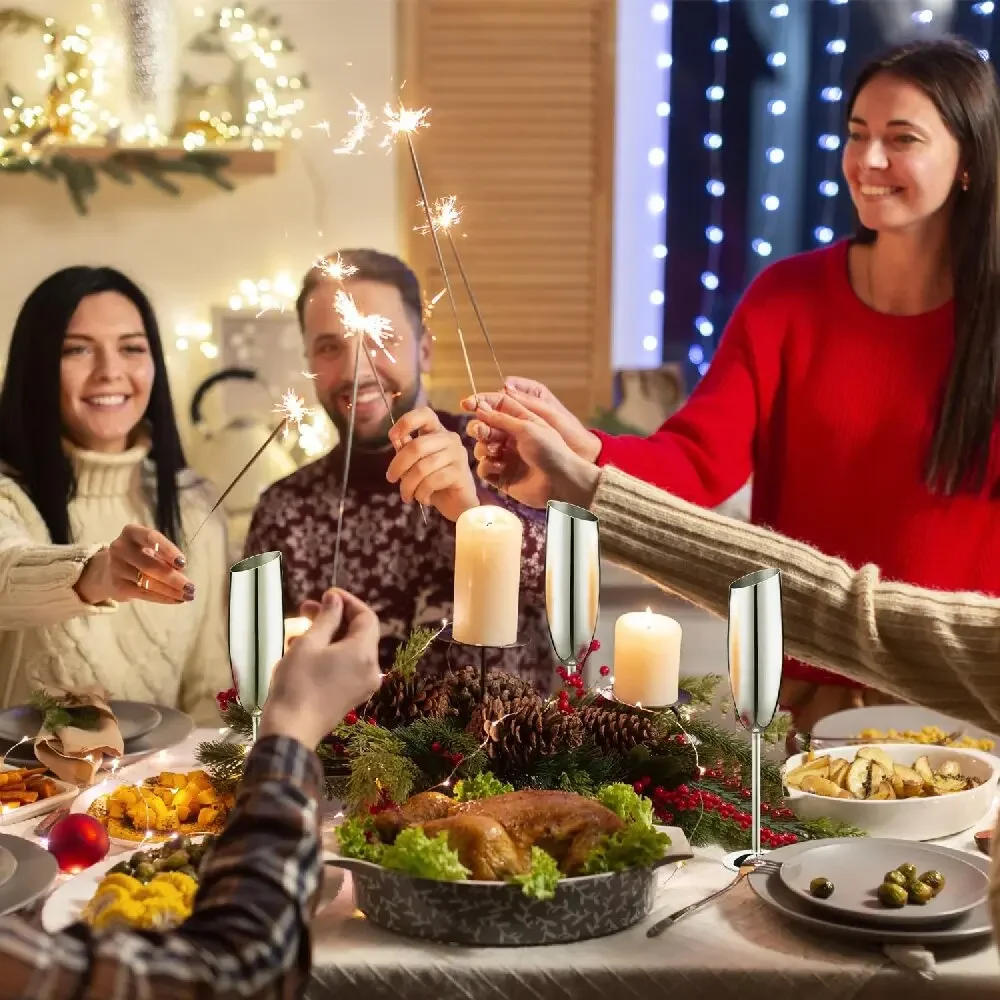 Description Picture 3 of itemNew Stainless Steel Beveled Champagne Cup Goblets 8.2oz Cocktail Martini Wine Glass Champagne Glasses Stemware for Bar Utensils