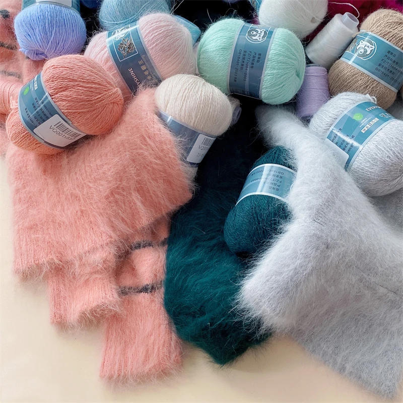 Description Picture 4 of item50+20g Long Plush Mink Cashmere Yarn Soft Anti-pilling Wool Crochet Yarns Fine Crochet Knitting Yarn 1 Skein 340 M 70g Diy Knit