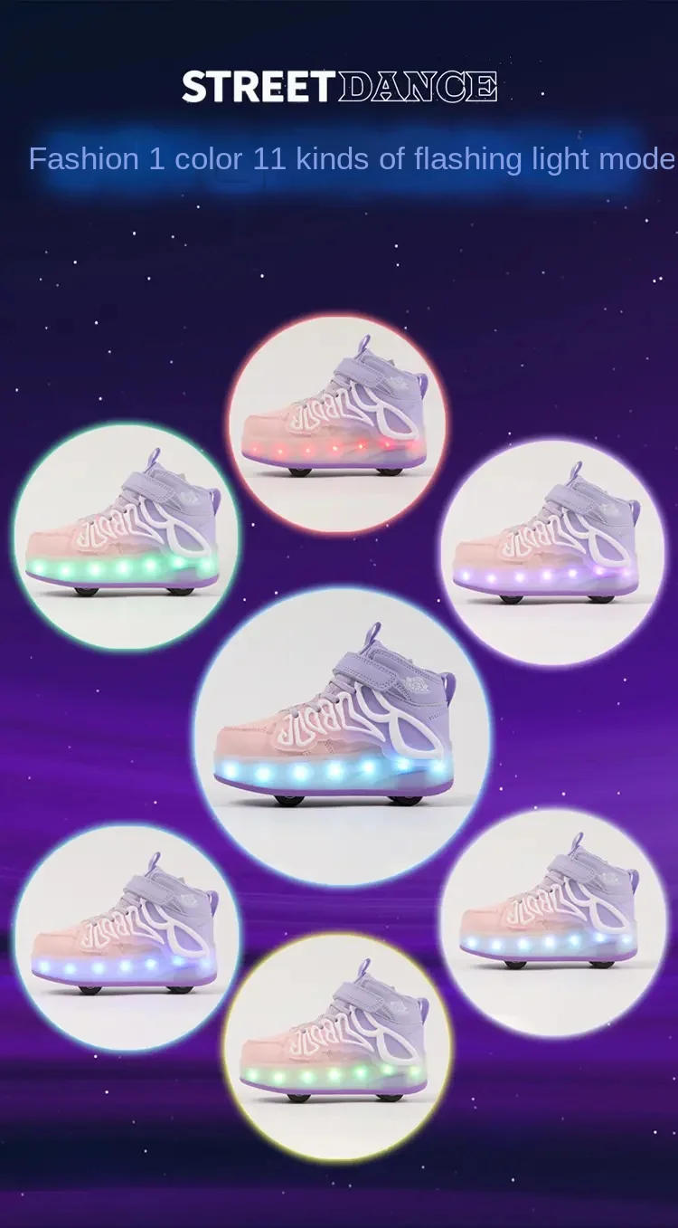 Description Picture 3 of itemRoller Skate Shoes Kids Sport 4 Wheels Sneakers Boys Girls Led Light Up Boots Children Gift Game Outdoor Roller Skating Footwear