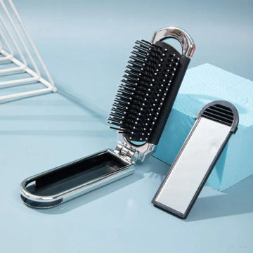 1PC 2 In 1 Folding Hair Brush With Mirror Portable Air Cushion Comb Head Massage Hair Styling Tool Mini Pocket Travel Hairbrush