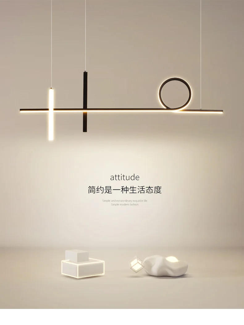 Description Picture 2 of itemLED Restaurant Light Pendant Modern And Simple Nordic Creative Bar Dining Room Dining Table And Long Strip Lighting Fixtures