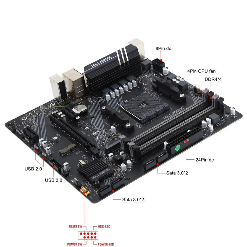 Description Picture 4 of itemKllisre B450 B450M motherboard dual-channel DDR4 SATAIII M.2 NVME supports Ryzen am4 cpu