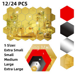 Hexagon Mirror Wall Sticker 5 Sizes XS to XL Hexagonal Acrylic Wall Sheet Plastic Tiles for Apartment Decor Aesthetic Room Decor