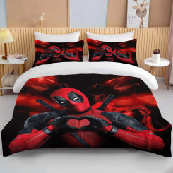 10 Sizes Marvel Deadpool Printed Quilt Cover Pillowcase Bedding Set Kids Adult Comfortable Bed Set Twin King Queen Bedding Set